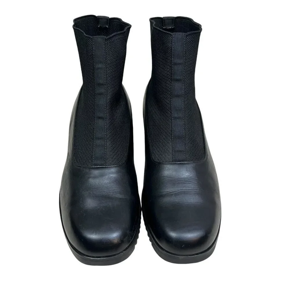 81st & Park Womens Boots Black Leather Stretch Gore Sock Block‎ Heel Size 7.5M